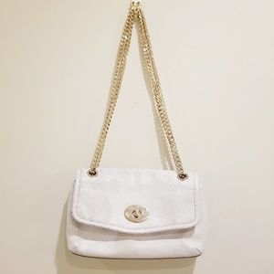 Coach Cream Leather Shoulder with Gold Chain